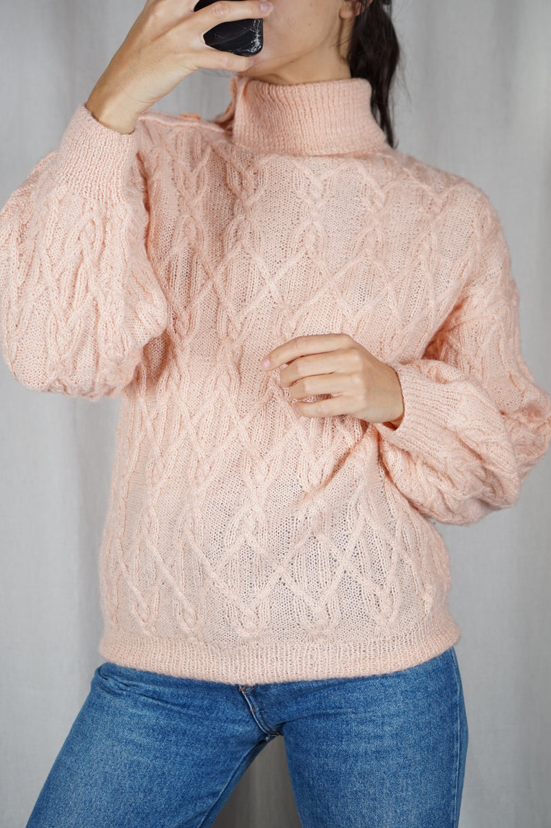 Magnifique Pull Vintage tricoté main - RARE - Laine - T. 36 à 40