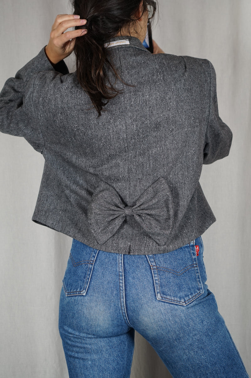 La Veste à Noeud Gris ardoise chiné - Laine - Pièce unique faut le voir porté © - T. 40 & 42 - 1m68 max reco