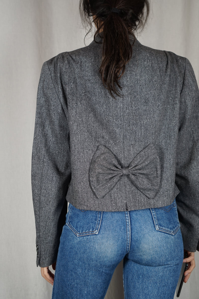 La Veste à Noeud Gris ardoise chiné - Laine - Pièce unique faut le voir porté © - T. 40 & 42 - 1m68 max reco