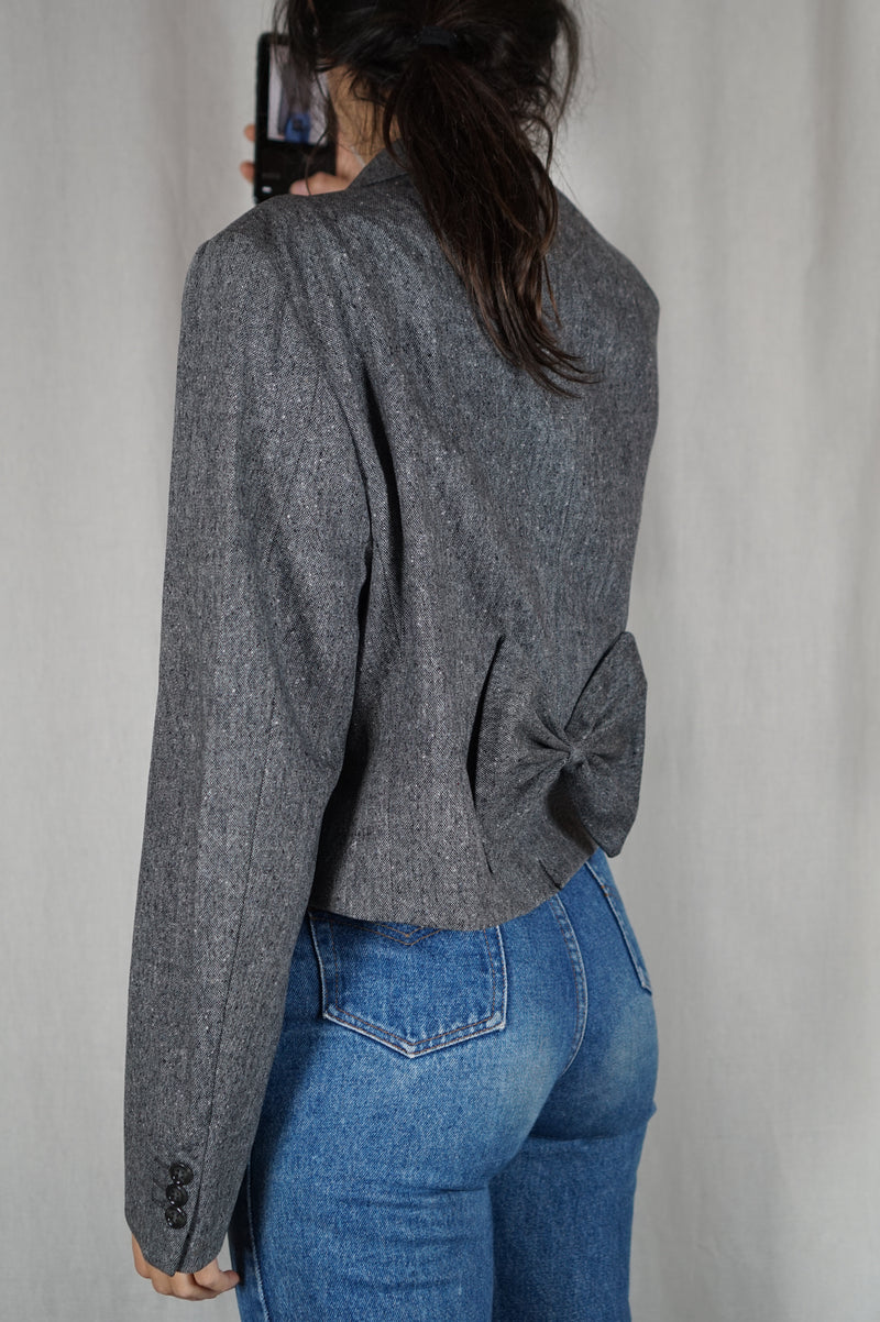 La Veste à Noeud Gris ardoise chiné - Laine - Pièce unique faut le voir porté © - T. 40 & 42 - 1m68 max reco