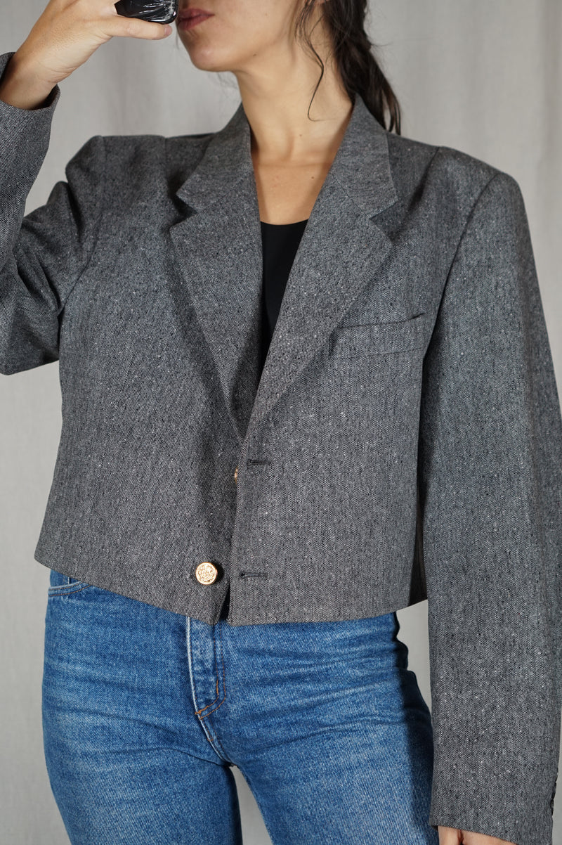 La Veste à Noeud Gris ardoise chiné - Laine - Pièce unique faut le voir porté © - T. 40 & 42 - 1m68 max reco