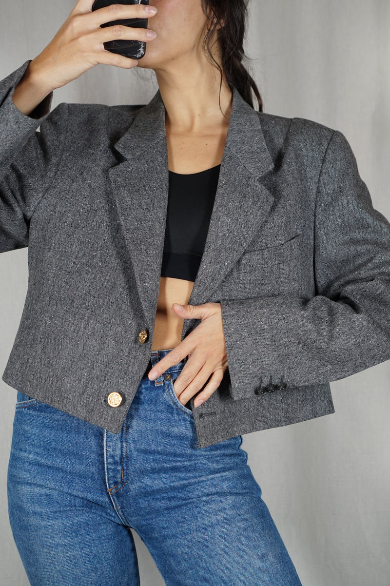 La Veste à Noeud Gris ardoise chiné - Laine - Pièce unique faut le voir porté © - T. 40 & 42 - 1m68 max reco