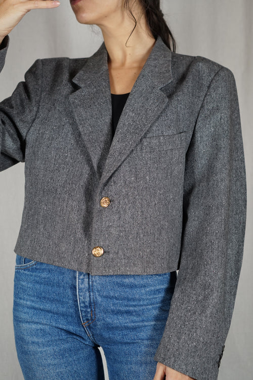 La Veste à Noeud Gris ardoise chiné - Laine - Pièce unique faut le voir porté © - T. 40 & 42 - 1m68 max reco