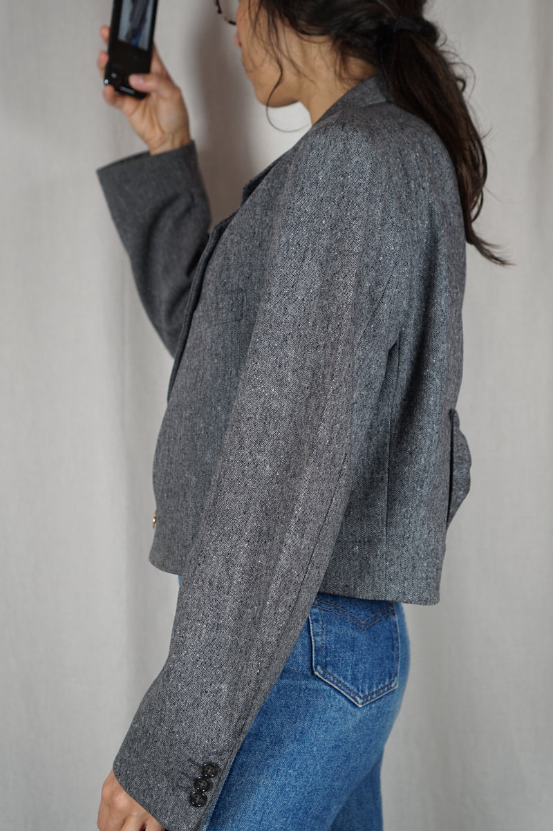La Veste à Noeud Gris ardoise chiné - Laine - Pièce unique faut le voir porté © - T. 40 & 42 - 1m68 max reco