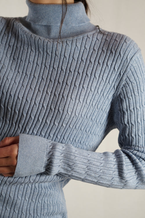 Belle maille torsadée bleu chiné - T. 42 & 44