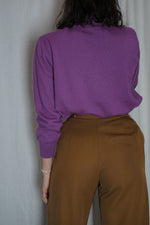 Magnifique Pull Vintage couleur Violet Iris - Laine Mérinos - T. 32 à 38