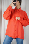 Superbe Chemise Vintage coquelicot en lin - T. 40 à 44