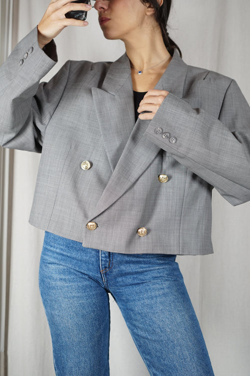 La Veste à Noeud Gris chiné - Laine - Pièce unique faut le voir porté © - T. 40 à 44