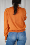 Pull Orange brûlée Upcyclé Fleuri - Pièce Unique faut le voir porté - Laine - T. 36/38 à 40