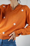 Pull Orange brûlée Upcyclé Fleuri - Pièce Unique faut le voir porté - Laine - T. 36/38 à 40