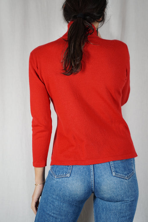 Adorable Pull Vintage Coquelicot - Laine mélangée - T.34 & 36