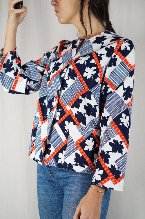 Magnifique Veste fine / Surchemise 70's couturière - T. 36 & 38