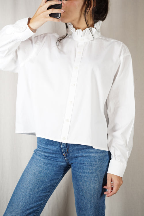 La Chemise Blanche à Collerette - Pur Coton - Pièce unique faut le voir porté © - T. 40 & 42 (lire desc)