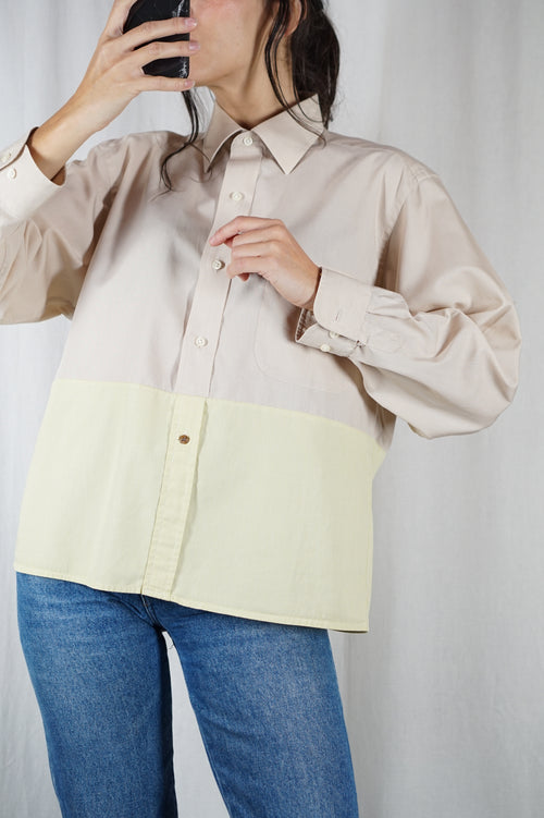 La Chemise Sorbet Sable & Jaune Sable - Coton mélangé - Pièce unique faut le voir porté © - T. 38 & 40 - idéale moyennes & grandes