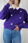 Sweat Upcyclé Violet & Fleuri - Pièce Unique faut le voir porté - T. 36 à 40
