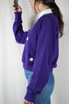 Sweat Upcyclé Violet & Fleuri - Pièce Unique faut le voir porté - T. 36 à 40