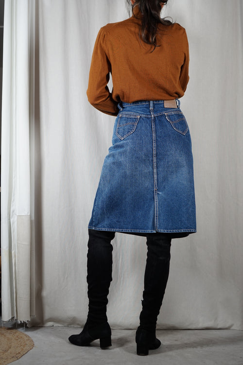 Superbe Jupe en Jean Vintage épaisse - T. 38 (idéal grandes!)