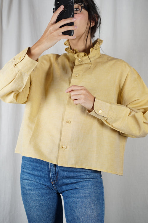 La Chemise Sépia chinée à Collerette - Agnes b. - Lin - Pièce unique faut le voir porté © - T. 40 à 44 (lire desc)