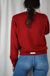 Pull Rouge Carmin Upcyclé Fleuri - Pièce Unique faut le voir porté - Laine - T. 36 à petit 40