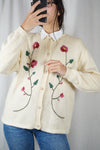 Magnifique Cardigan Vintage tricoté & brodé main - Coup de coeur! - T. 42 & 44