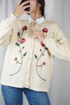 Magnifique Cardigan Vintage tricoté & brodé main - Coup de coeur! - T. 42 & 44