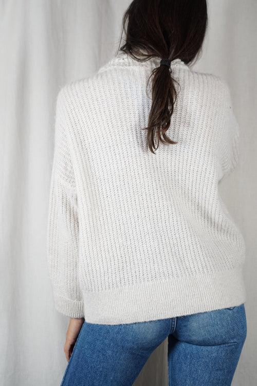 Superbe Pull Blanc cassé en Mohair - T. 42 à 46