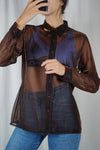 Magnifique Chemise transparente noir cuivré - T. 36 au 40