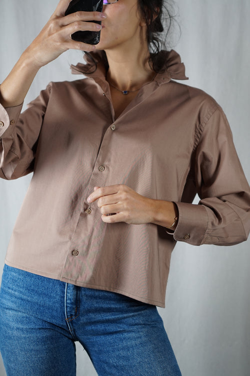 La Chemise Chataîgne-Sépia à Collerette - Coton - Pièce unique faut le voir porté © - T. 34 à petit 38