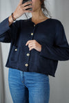 Cardigan Navy Upcyclé - Pièce Unique faut le voir porté - T. 42 à 46