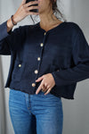 Cardigan Navy Upcyclé - Pièce Unique faut le voir porté - T. 42 à 46