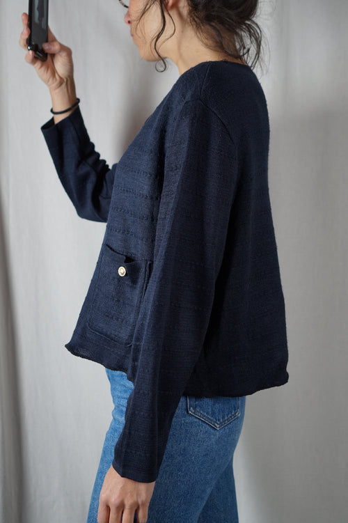 Cardigan Navy Upcyclé - Pièce Unique faut le voir porté - T. 42 à 46