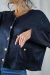 Cardigan Navy Upcyclé - Pièce Unique faut le voir porté - T. 42 à 46