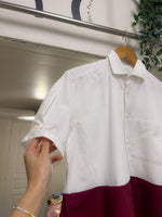 La Chemise Sorbet Blanc & Bordeaux Pierre Cardin- Pièce unique faut le voir porté © - T. 36 à 40