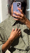 La Chemise Verte rayée à nouer - Coton épais - Pièce unique faut le voir porté © - T. 38 & 40