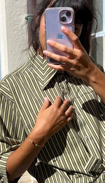 La Chemise Verte rayée à nouer - Coton épais - Pièce unique faut le voir porté © - T. 38 & 40