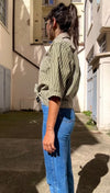 La Chemise Verte rayée à nouer - Coton épais - Pièce unique faut le voir porté © - T. 38 & 40