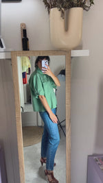 La Chemise Verte à Collerette - Coton & Polyetser - Pièce unique faut le voir porté © - T. 34 à 38