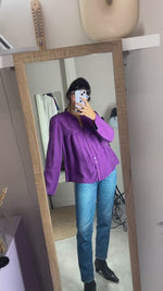 Superbe Blouse Vintage violette en pure soie - T. 38 & 40