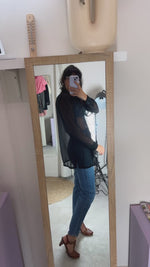 Superbe Chemise Vintage transparente perlée - T. 34 à petit 40
