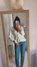 Superbe Cardigan Vintage à froufrous - T. 36 à petit 40