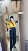 Superbe Pantalon Vintage Bleu marine à pinces - Laine mélangée - T. 34