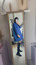 La Robe Collerette Bleu Electrique - Pièce unique faut le voir porté © - T. 40 à 46 (lire description)