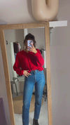 Superbe Cardigan Vintage rouge coquelicot - Coup de coeur! - T. 38 à 44