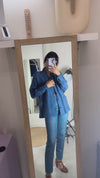 Magnifique Veste Vintage en Ramie - Bleu Barbeau - T. grand 36 à 40