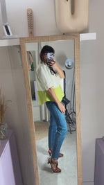 La Chemise Jaune pâle & Vert Prairie - Pur Coton - Pièce unique faut le voir porté © - T. 36 & 38