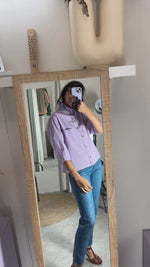 La Chemise Rayée Lila à Collerette - Coton - Pièce unique faut le voir porté © - T. 34 & 36