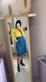 Superbe Jupe vintage en denim - 100% Coton - T. 38 - idéale grandes!