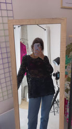 Superbe Haut Vintage en dentelle noire - T. 40 & 42