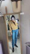 Superbe Pull Vintage Camel/Sable en laine mérinos - T. 36 & 38