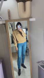 Superbe Pull Vintage Camel/Sable en laine mérinos - T. 36 & 38